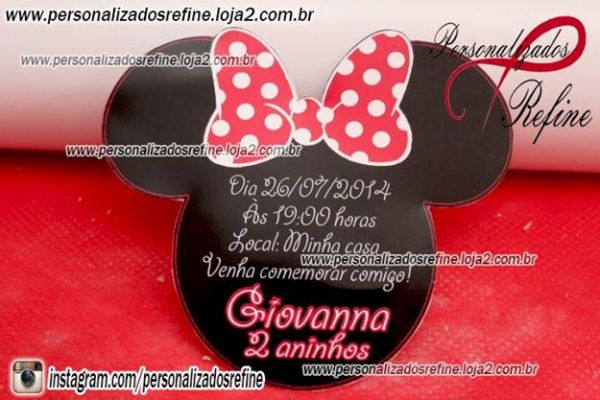 20 Convites Cabeça Minnie